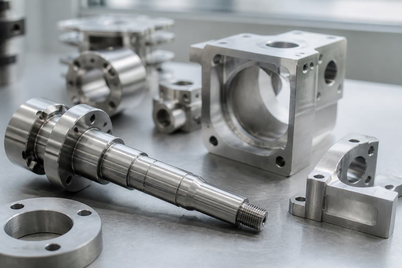 Precision-machined metal components prepared for industrial supply